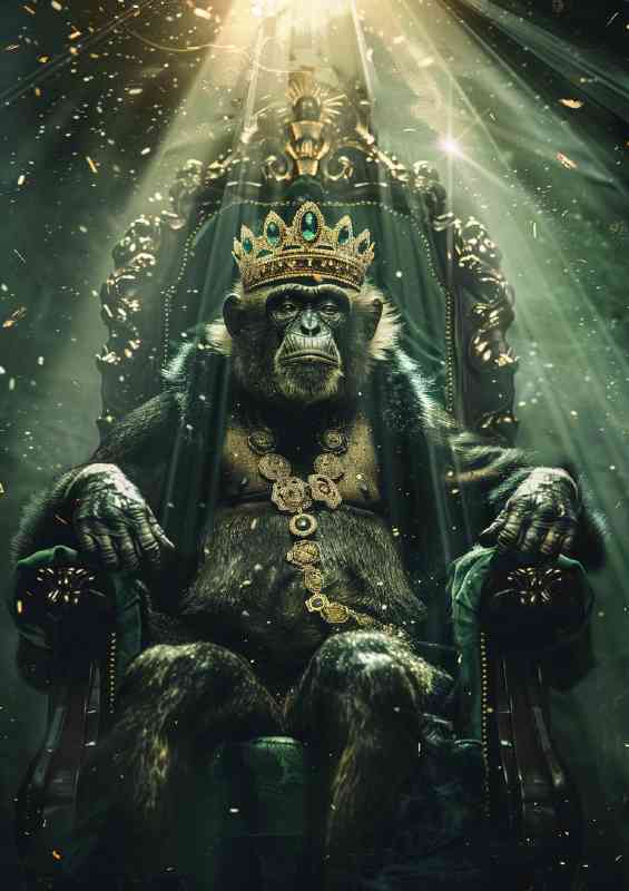 Monkey dressed as the king of the woods sitting