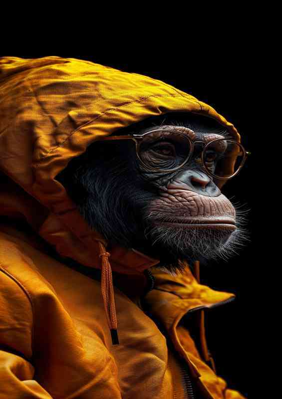 Monkey in a cool yellow jacket realisum