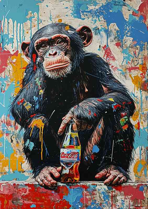 Monkey sits drinking clooa