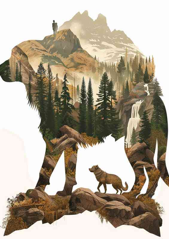 Mountain Dog with double exposure