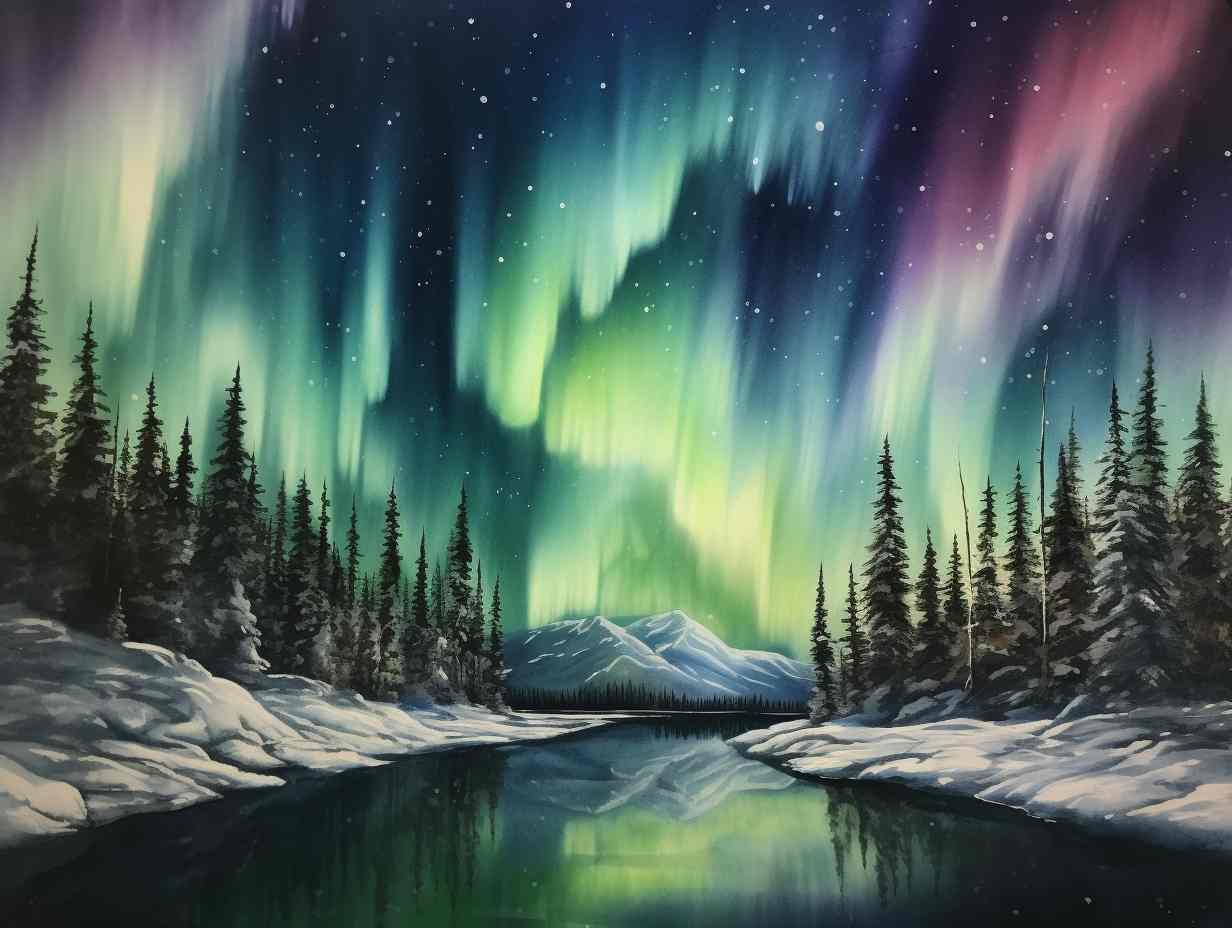 Rivers Embrace Auroras Celestial Waltz
