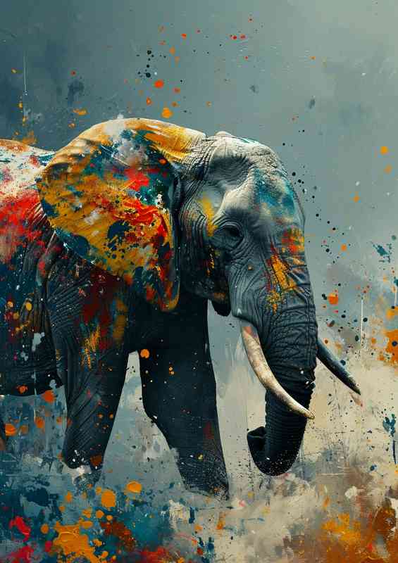 Painted elephant splash art