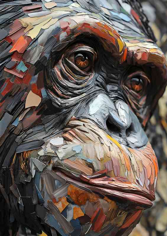 Painted face of chimpanzees in graffiti