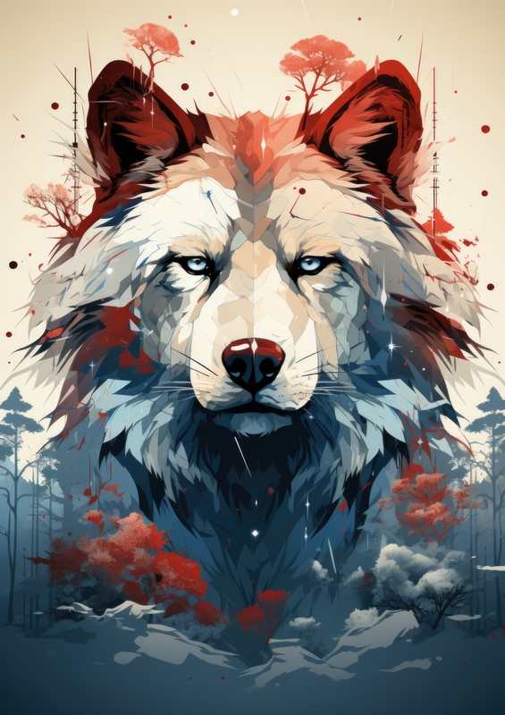 Painted wolf head