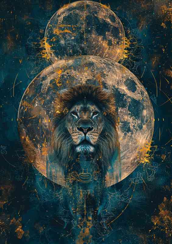 Painting of a loin and the moons