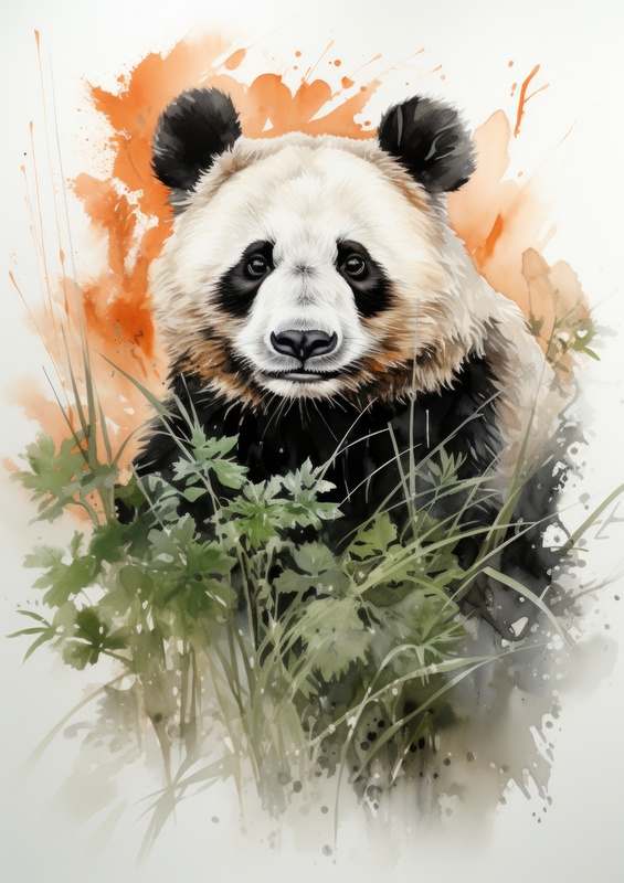 Panda bear with bamboo