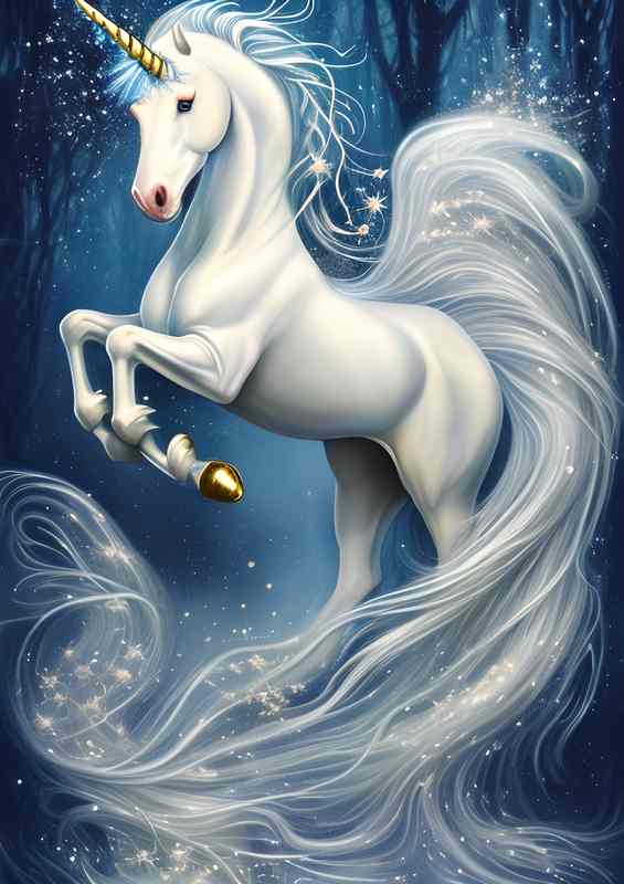 A Whimsical White Unicorn Horse