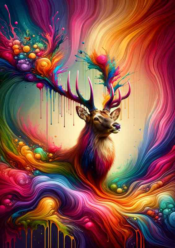Regal deer with antlers that bloom