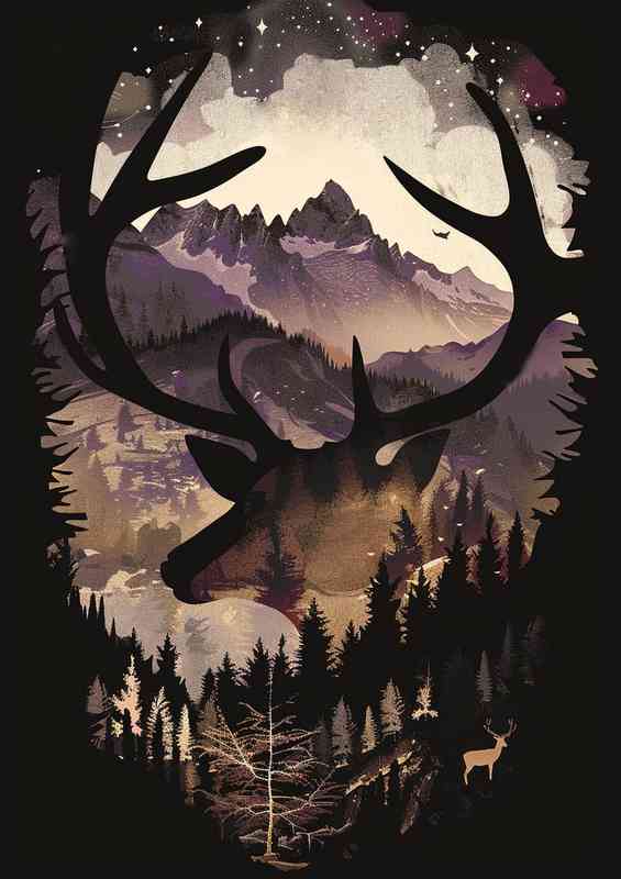 Silhouette of a Deer in the woods