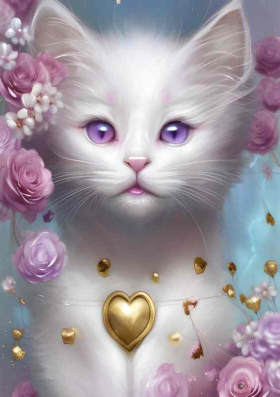 Cute Adorable Happy White Cat