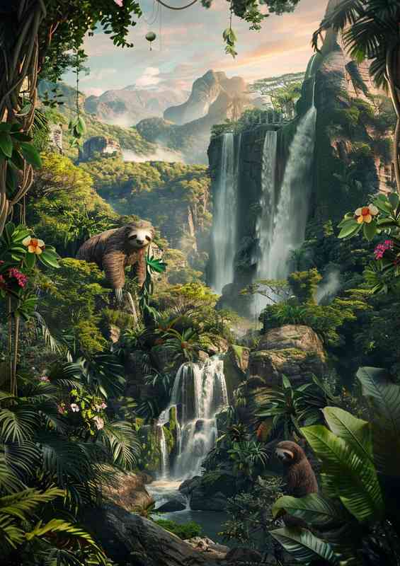 Sloths by the waterfalls