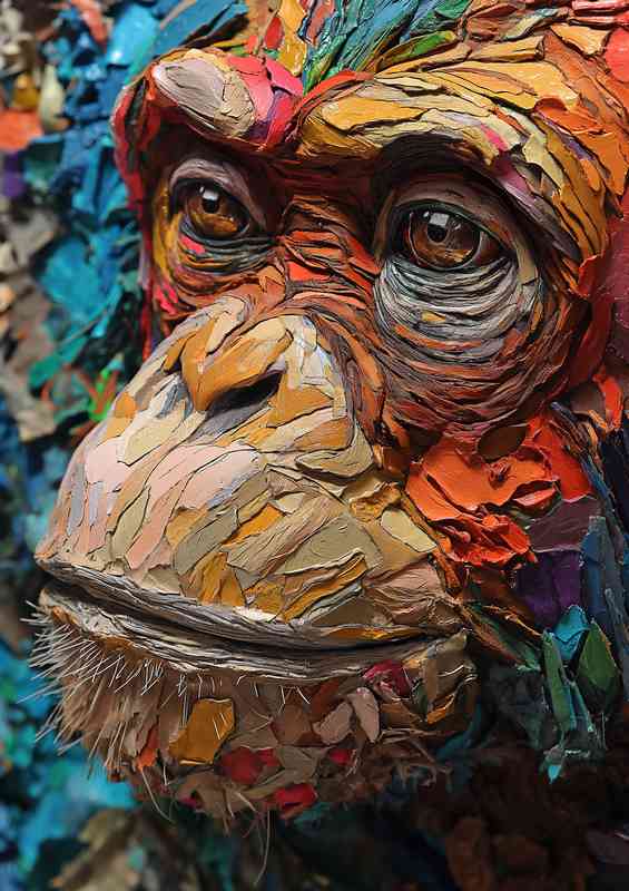 Texture a vibrant portrait of a monkey