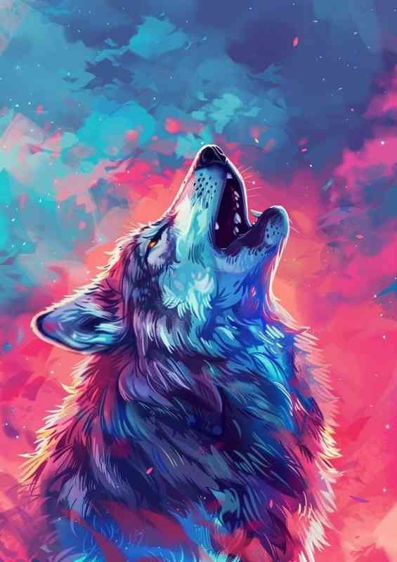 The Colourful howling wolf | Metal Poster