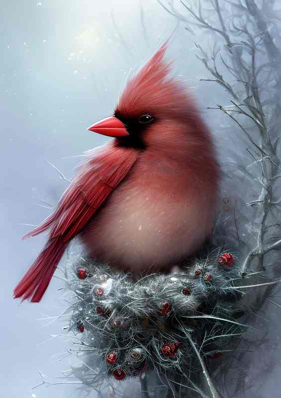 Detailed Fantasy Fluffy Tiny Birds Cardinals