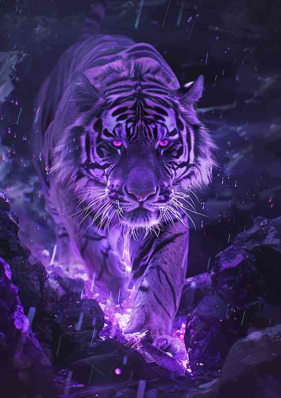 The purple tiger walking
