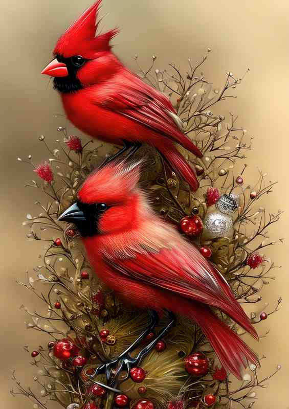 Fantasy Cardinal Painting Birds