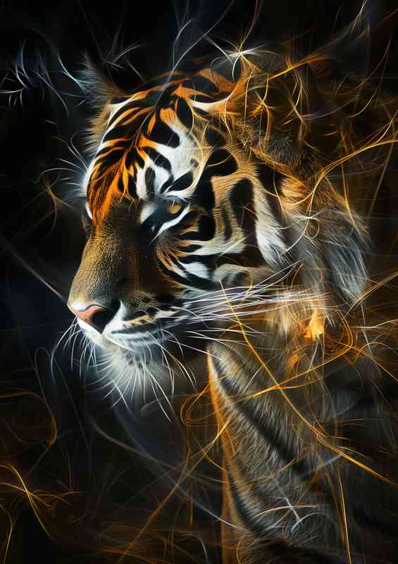 Tiger in an abstract design