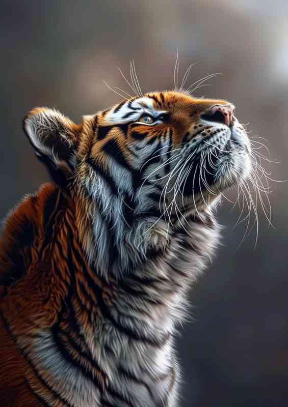 Tiger is looking up at something