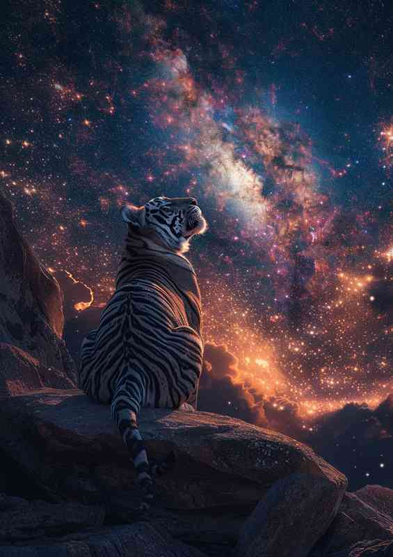 Tiger looking at the stars