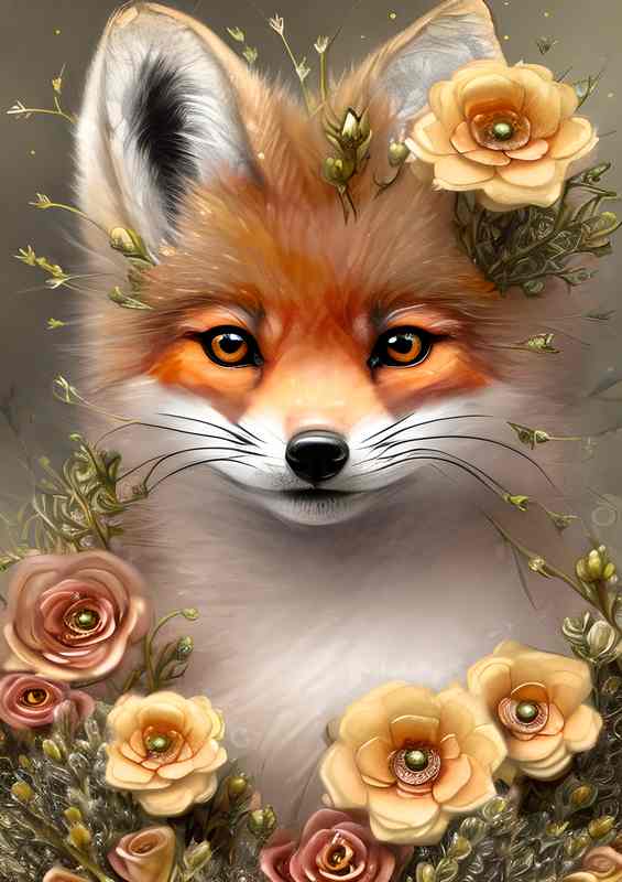 Fox On A Bed Of Flowers