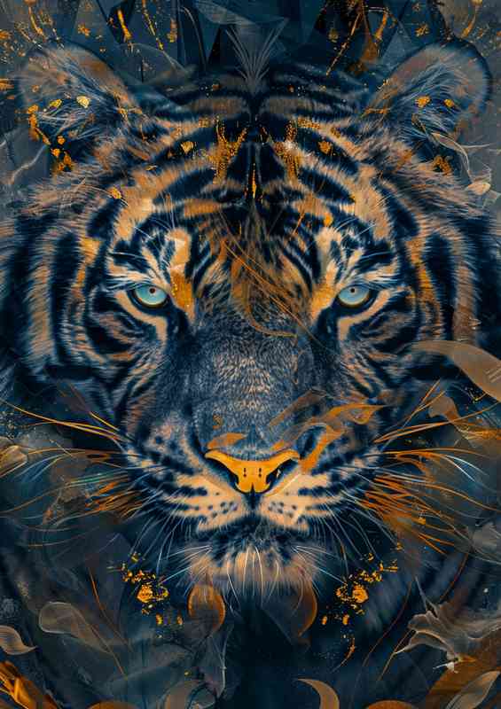 Tiger with gold splashed art