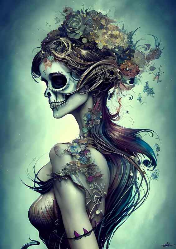 Mermaid Skeleton Day Of Dead
