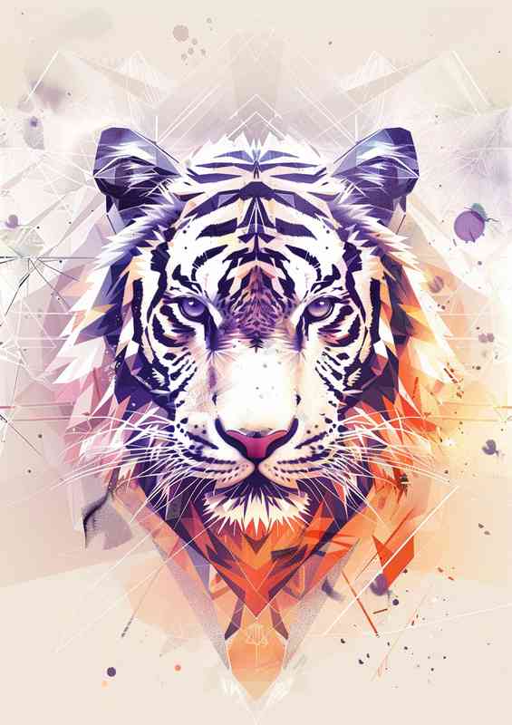 White Tiger composed of geometric shapes