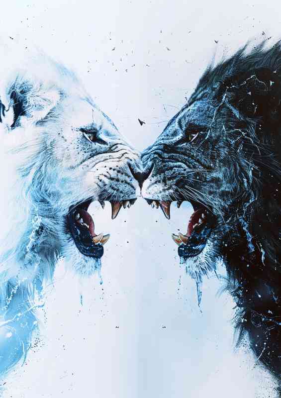 White and black Tigers facing off