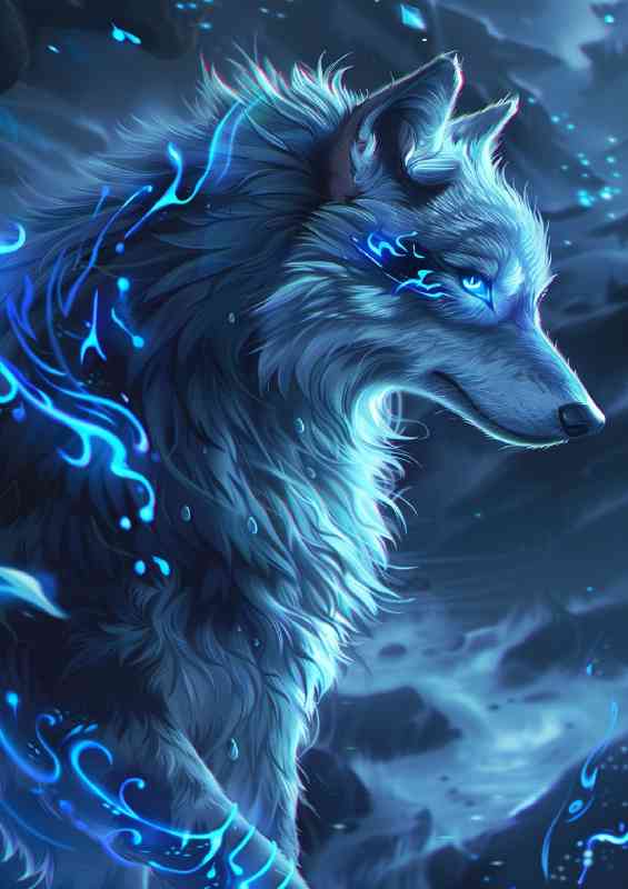 Wolf eyes blue and silver fur