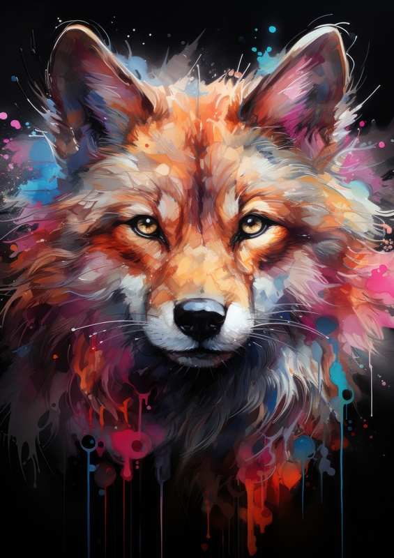 colourful fox face