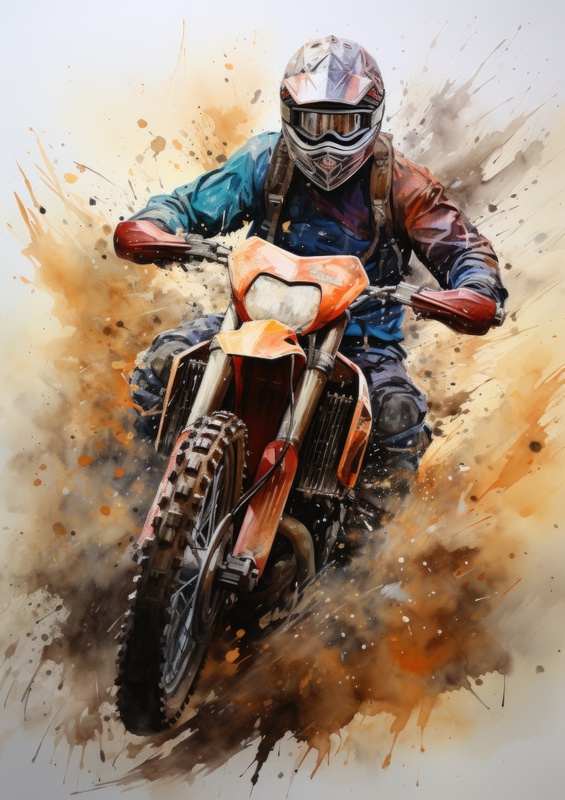 Dirtbike riding on a motorcross track | Metal Poster