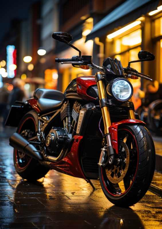 Motorbike parked up on the road
