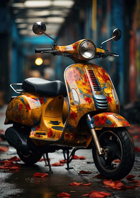 Multi coloured scooter splashed art