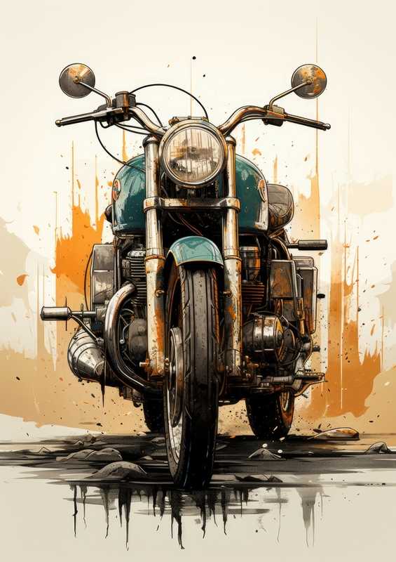 Retro style motor bike in blue