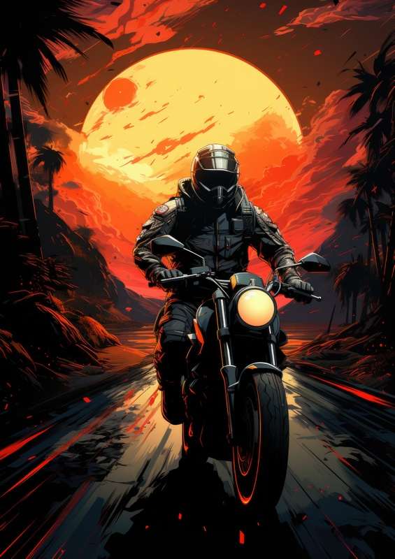 Riding down the sunset on a bike