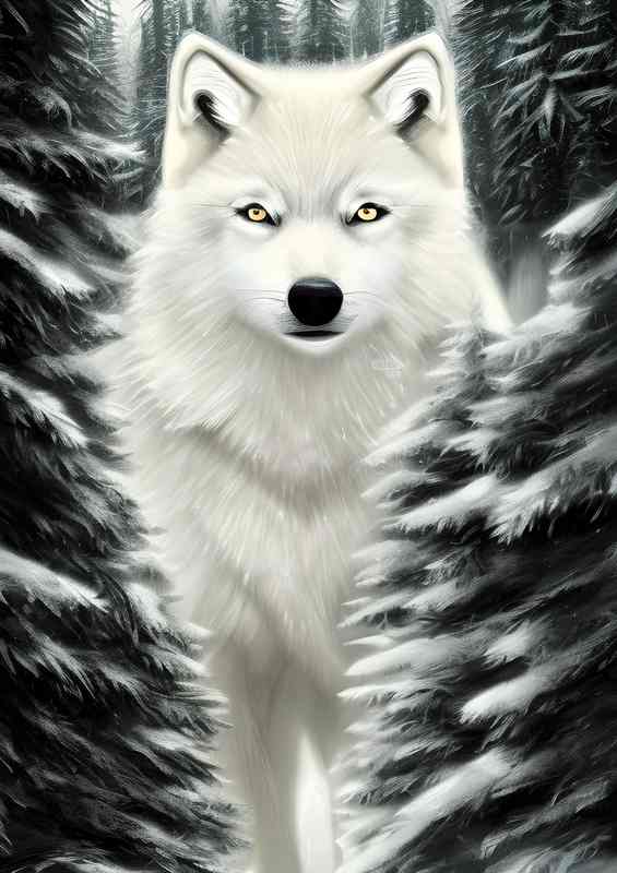 Tiny White Wolf In The Snow
