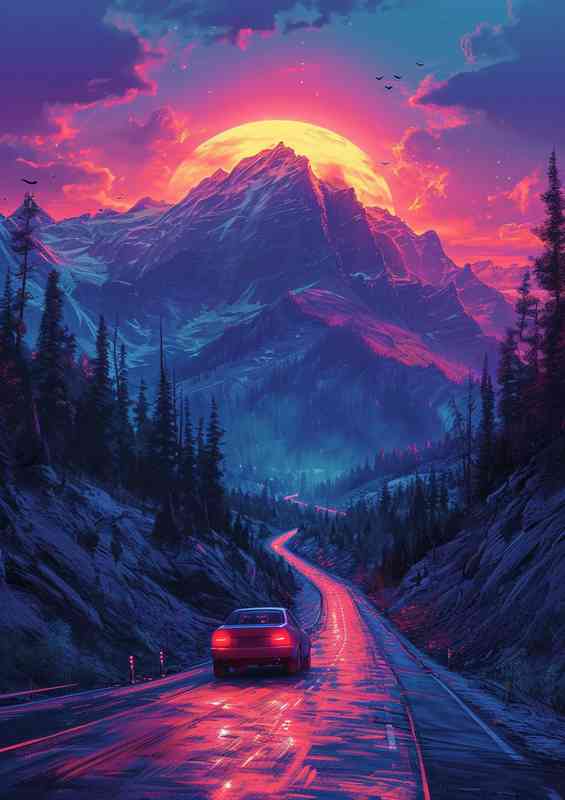 Car on the rocky mountain road