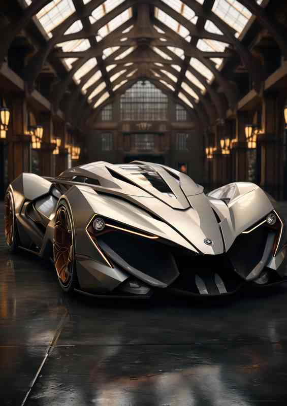 Electric future concept car in silver