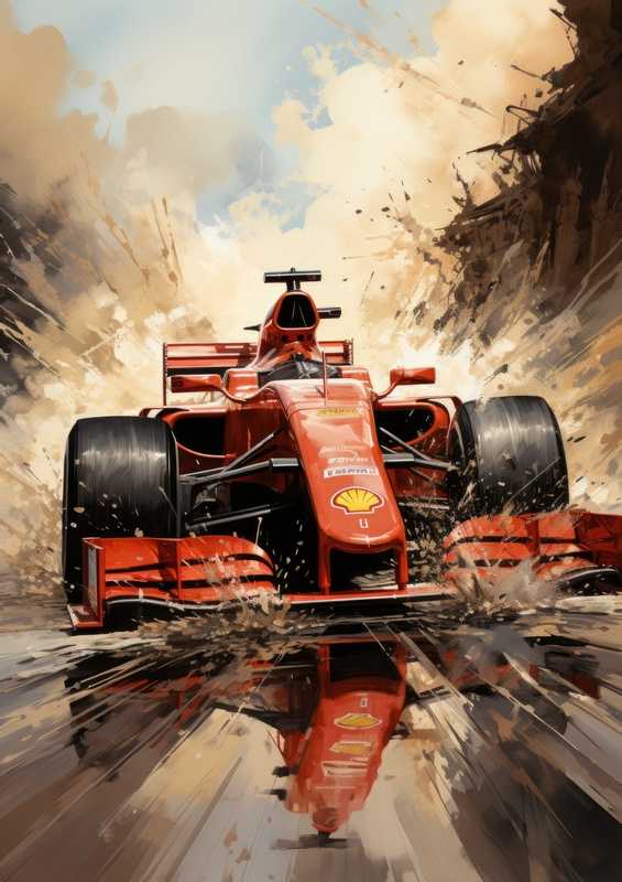 Formula one car in red
