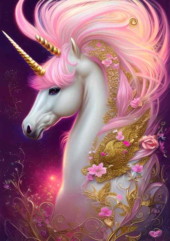 Whimsical Beautiful Pink Unicorn