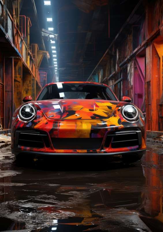 Porsche in splash art colours