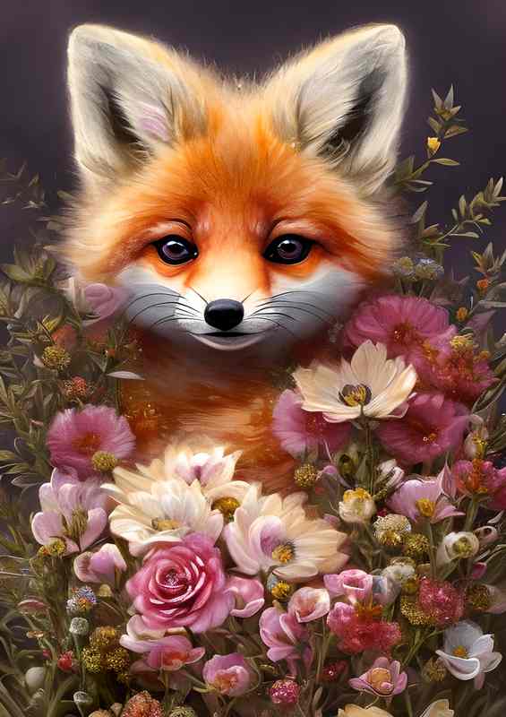 Whimsical Detailed Fluffy Cute Fox