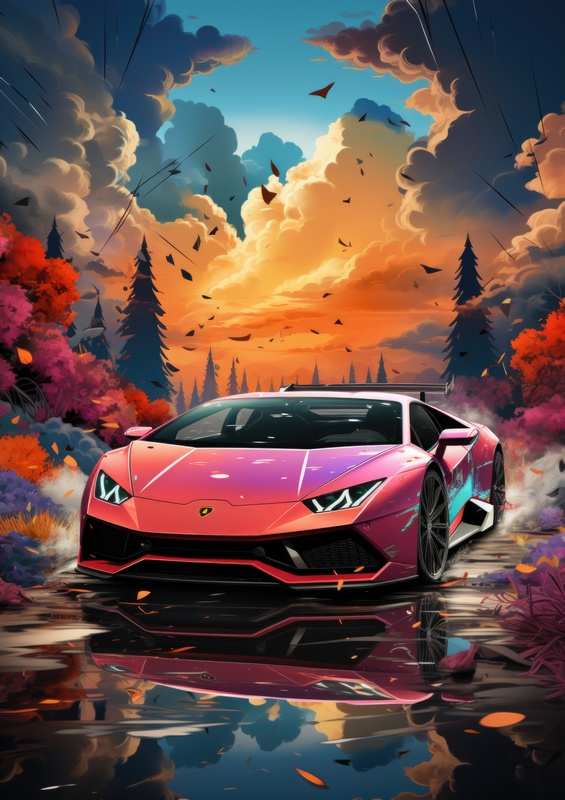 The Pink Lambo street art style