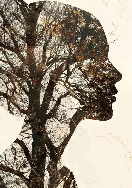 Exposed lady in the tree lines
