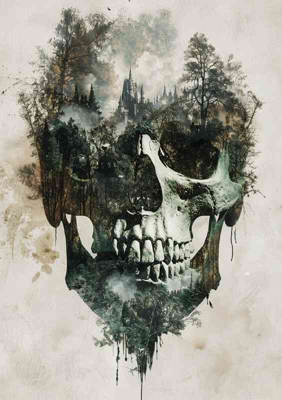 Exposure forrest and skull head