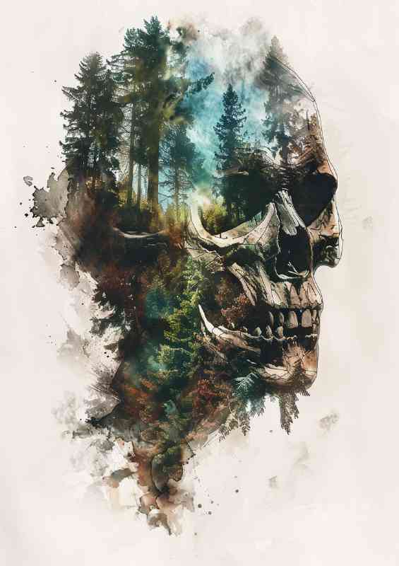 Exposure of a forest and skul
