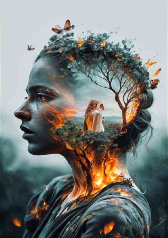 Lady and the Forest Double exposure