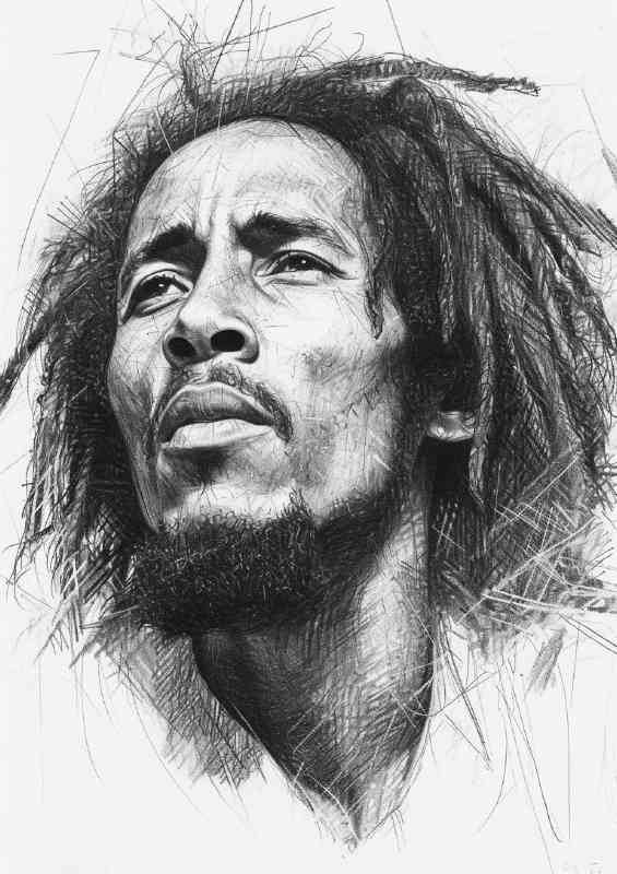Bob Marley pencil drawing that represents