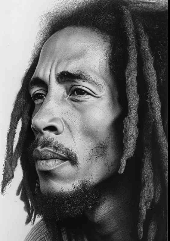 Bob Marly the rasta pencil drawing style