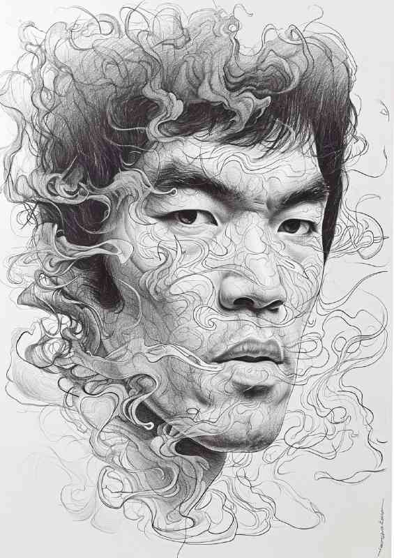 Bruce lee doodle pencil art